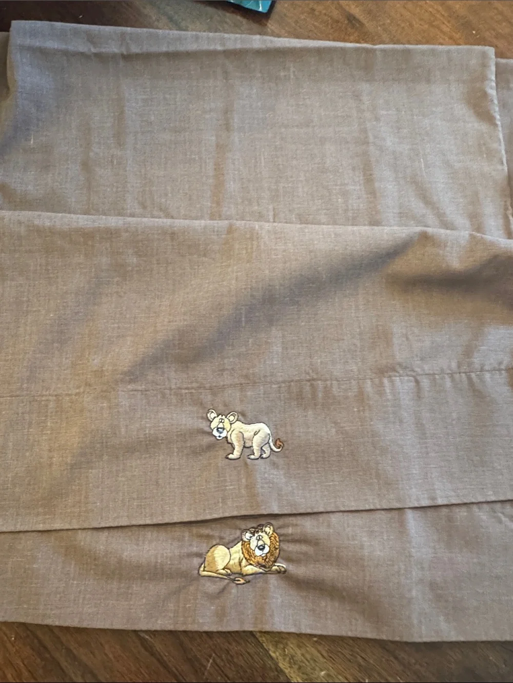 Pair of king size Embroidered Pillowcases brown